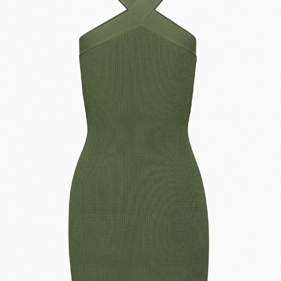 Aritzia Sculpt Knit Criss Cross Ribbed Halter Mini Dress - Picture 2 of 6